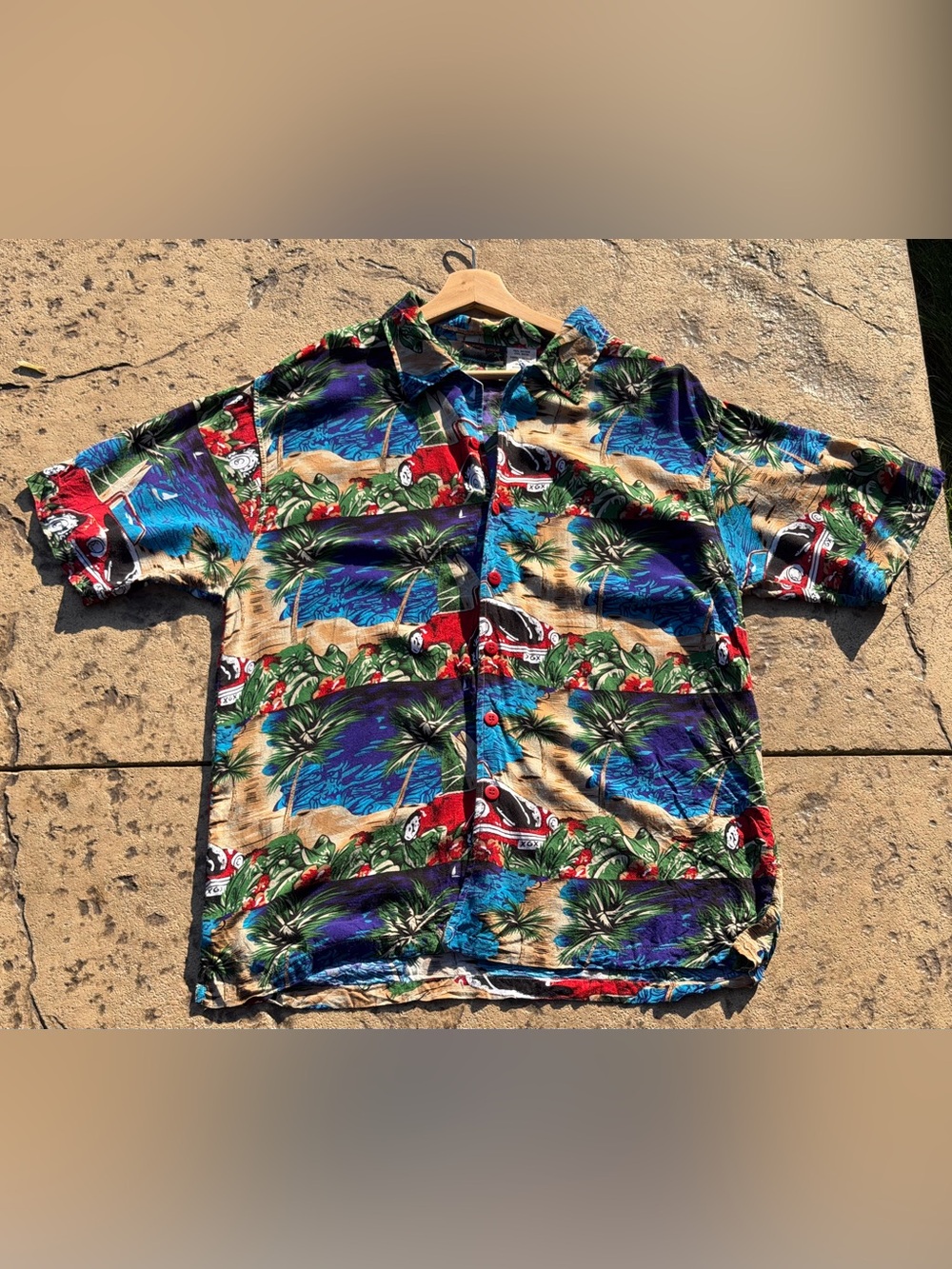 Vintage Tropical Print Short Sleeve Shirt - Multicolor